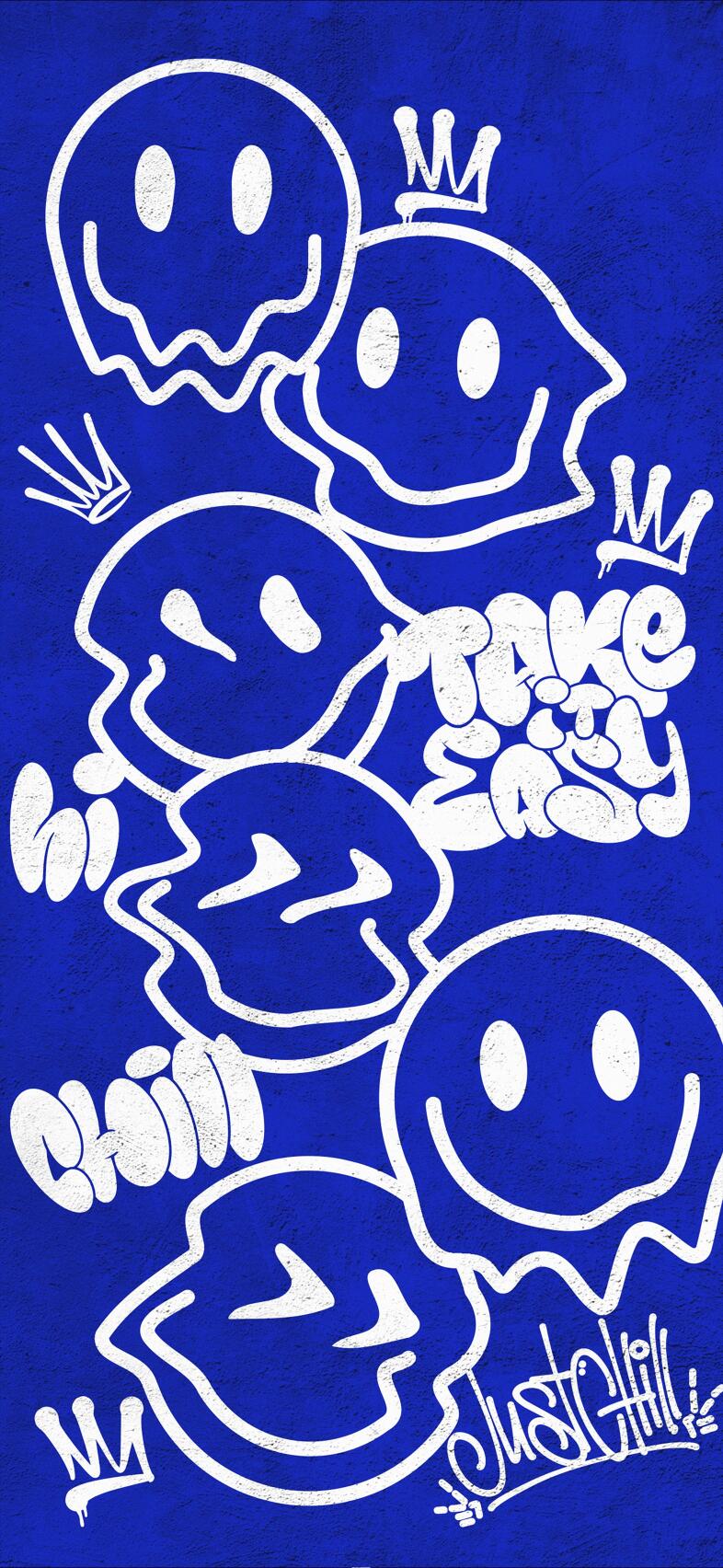 Blue Wavy Emoji 4K Wallpapers for iPhone
